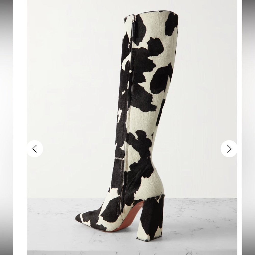Amina Muaddi Black and White Heeled Boots - Picture 3 of 4